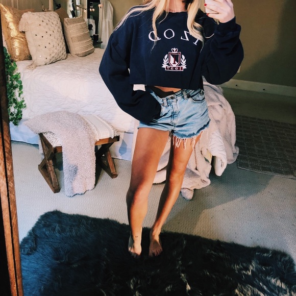 Vintage Tops - vtg purple cropped izod crewneck